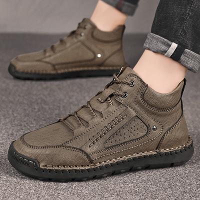 Men’s Hiking Boots Black Brown Casual Retro Leather Men’s Outdoor Handmade Boots for Men Plus Size Winter Warm Boots