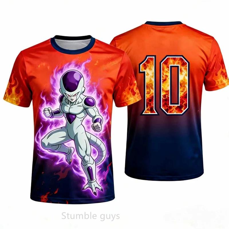 Men Dragon Ball T-Shirt Frieza Buu Graphic Print Summer Short Sleeve
