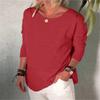 Fashion Women's Casual Solid Color Round Neck Long Sleeve Loose T Shirt Tops