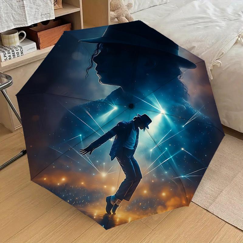 

1pc Michael Jackson Automatic Folding Umbrella, Portable Collapsible Design, Casual Outdoor Accessory L1202018