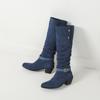 Women's high-heeled boots autumn and winter new thick-heeled suede mid-boots in size