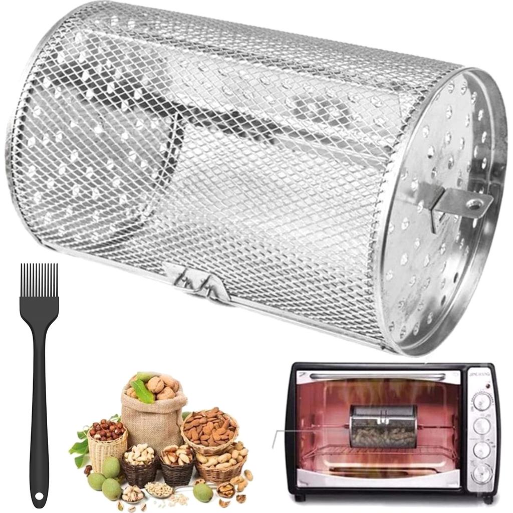 Basket Rotary Stainless Steel Cage Rotisserie Grill Roaster Grill Roaster Drum Roast Basket Peanut Dried Nut Coffee Beans BBQ