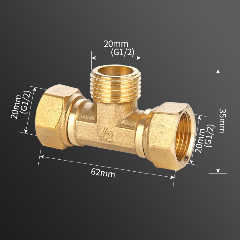 New 1/2 BSP Pneumatic Plumbing Connector Tee Type Male/Female Thread Brass Pipe Fitting Copper Fittings
