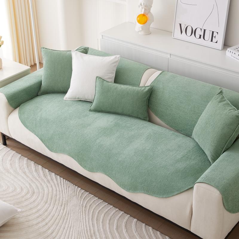 Chenille Non-slip Sofa Cushion Solid Color Sofa Cover Four Seasons Universal for Living Room Sofas 1PC All-Inclusive Towel