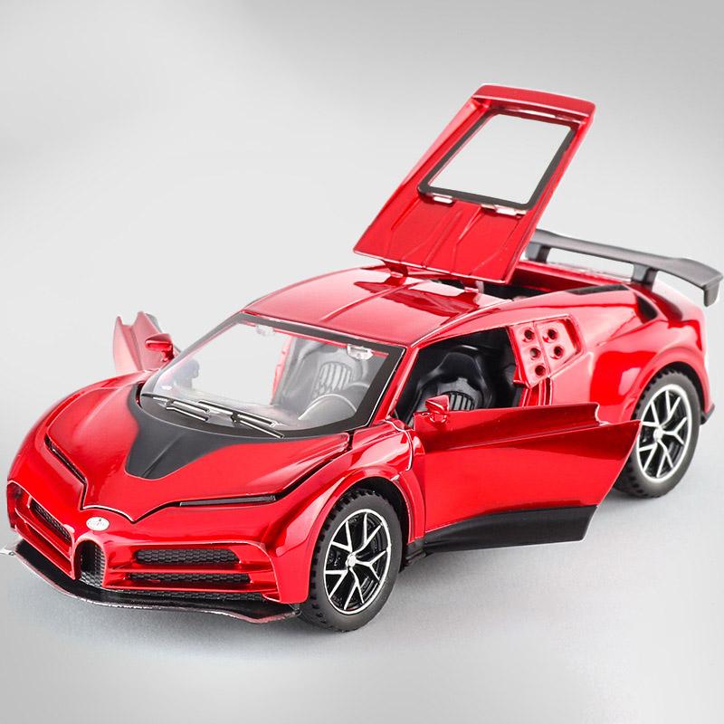 Modèle de voiture moulé sous pression Bugatti Centodieci, échelle 1/32, édition 110e anniversaire, véhicule jouet à tirer avec son et lumière pour enfants, collection pour tout-petits