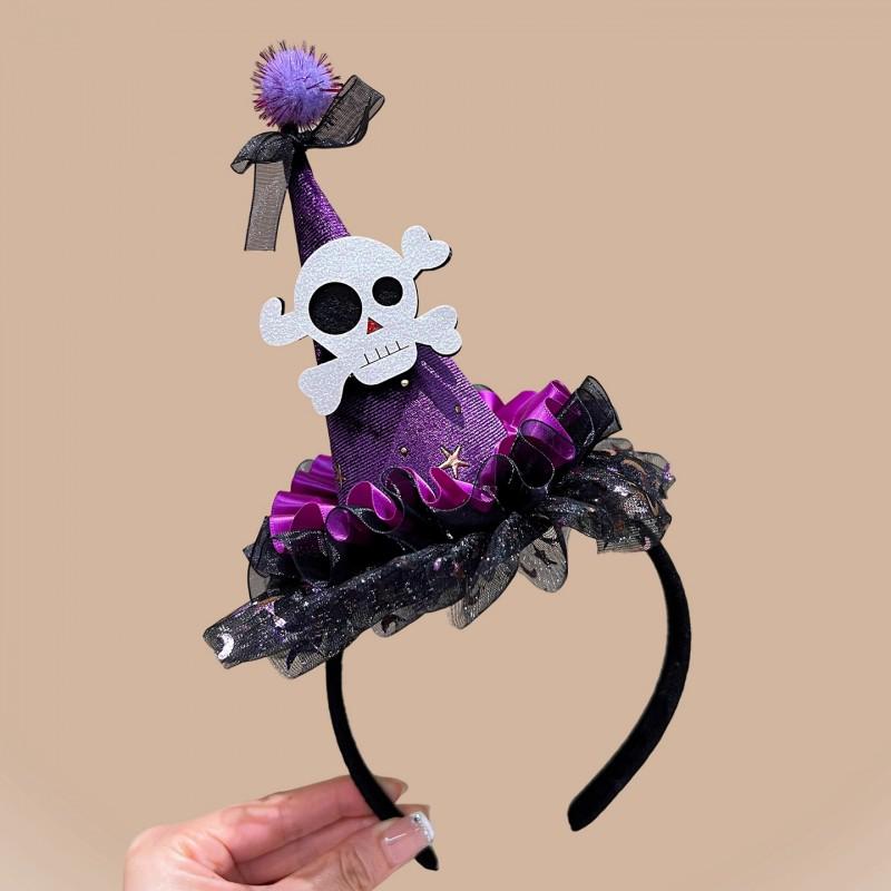 Halloween Witch Hat Headband Kids Adults Costume Accessory With LED Light Decorative Hair Clip