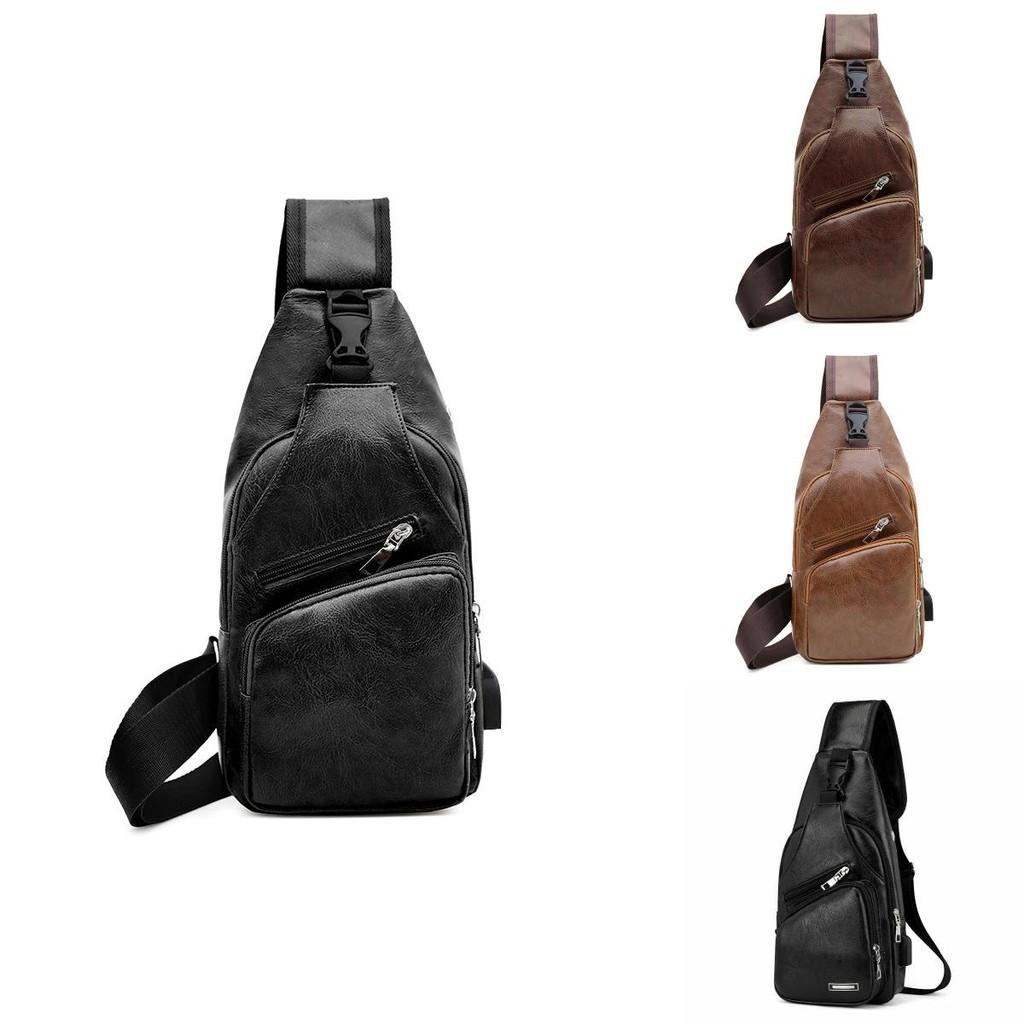 Herren Umhängetasche Mit USB-Ladefunktion Und Klassischem Sling-Design**