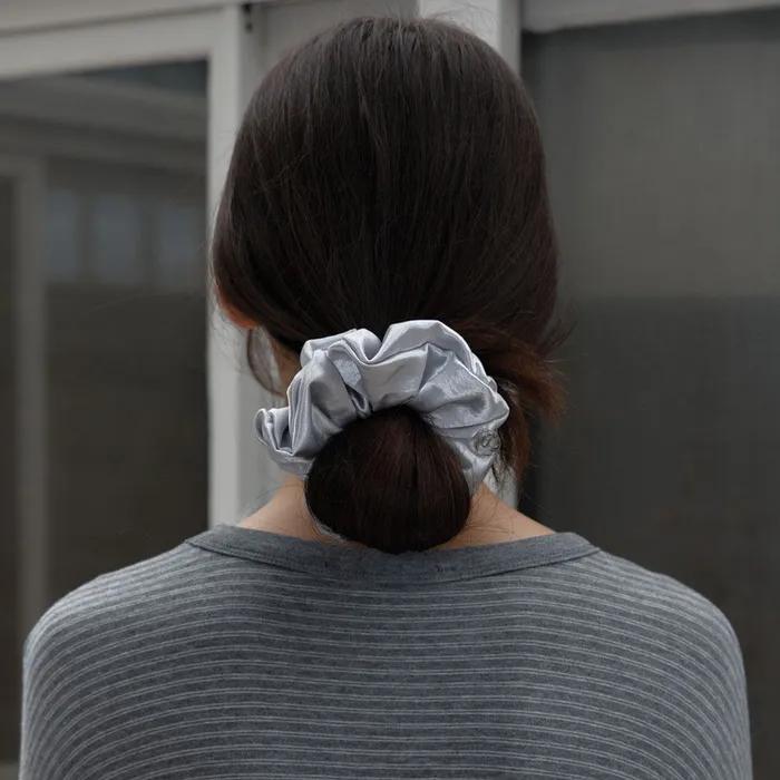 Silky Satin Scrunchie (Silver)