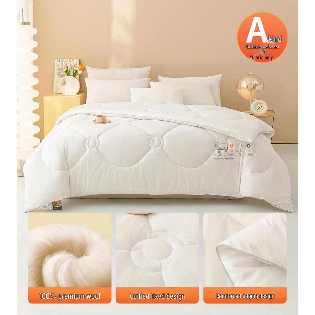 Wool Cashmere Quilt: 100% Pure Wool, Thickened & Warm for Winter or Year-Round Comfort