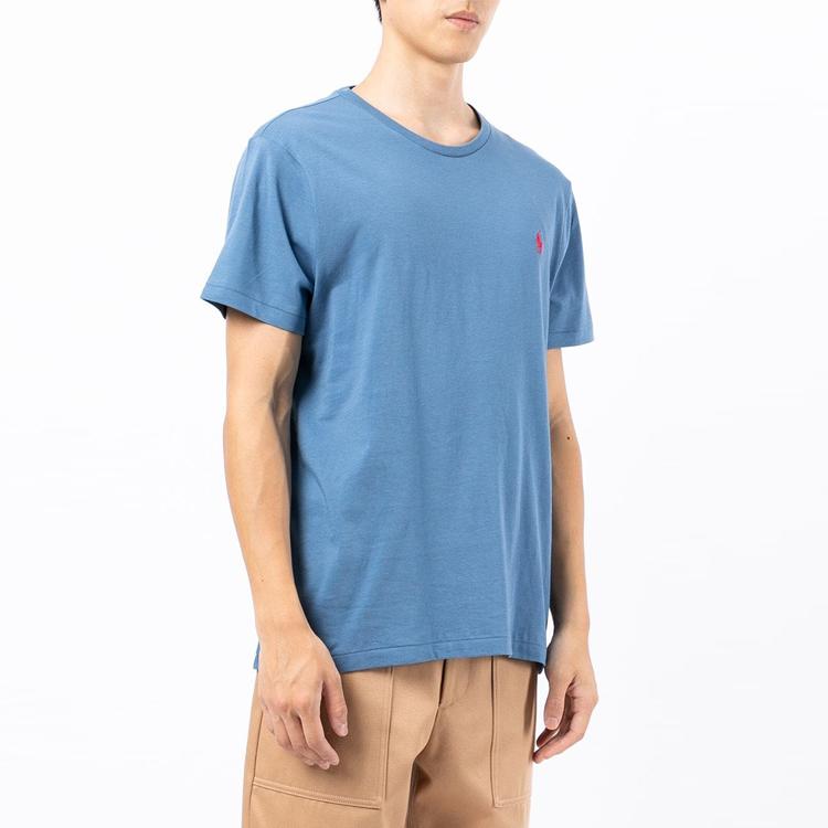 Polo Ralph Lauren Plain Knit Crew Neck Short Sleeve T-Shirt Men Tops Blue 710671438-224
