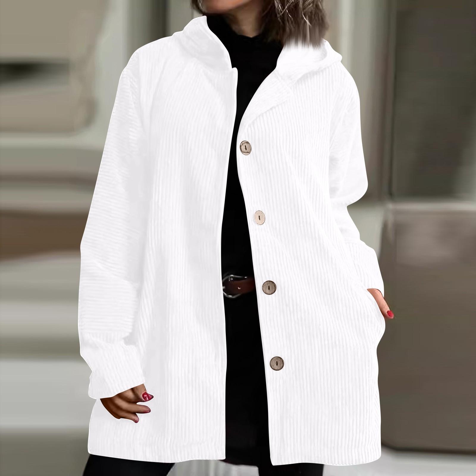 

Женская модная повседневная куртка свободного покроя с длинными рукавами и капюшоном XL белый