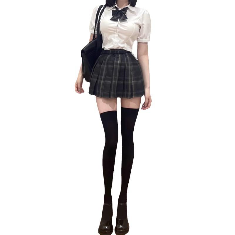 Sweet & Spicy Academy Waist-Hugging JK Uniform Women's Slimming Puff Sleeve Blouse