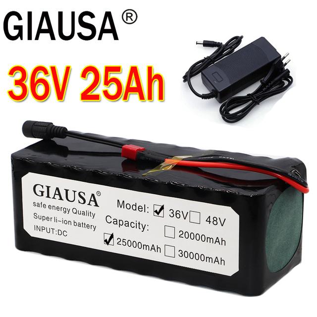 Giausa 10s4p 36v Battery 25ah Battery Pack 1000w High Power Battery 42v 25000mah 36v Electric Bike Battery Bms With 42v Charger