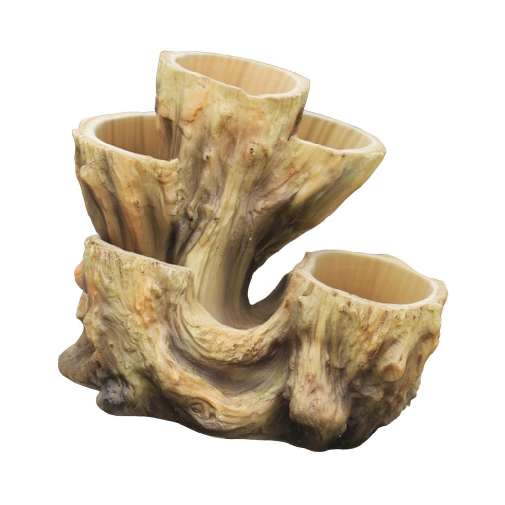 Tree Stump Flower Pot Flower Vase Decorative Organizer Indoor Plants Figurine Plant Pot for Office Desk Table Centerpiece