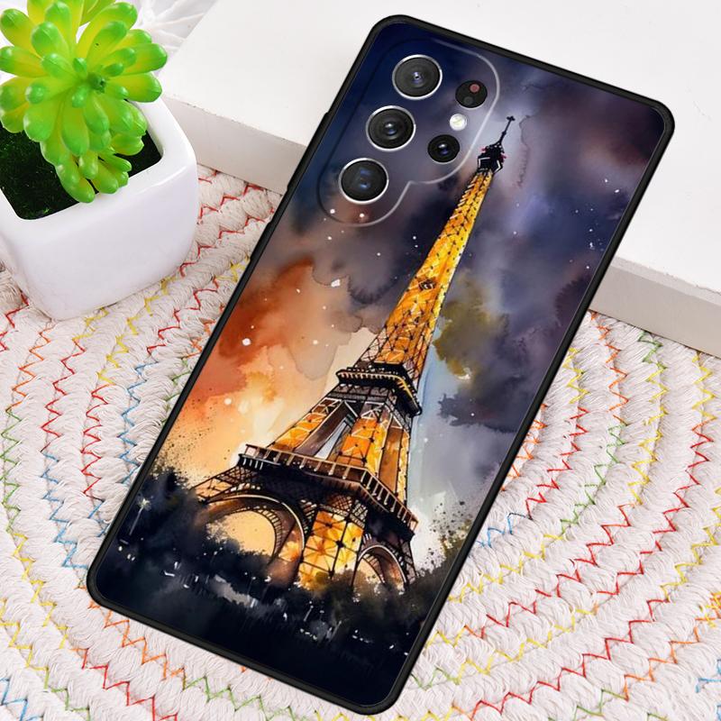 Oil Painting Paris Eiffel Tower Silicone Phone Case For Samsung Galaxy note 10 pro S26 S25 S24 S23 S22 S21 Plus Ultra Capa Cover