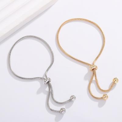 Adjustable Copper Bracelet Handmade DIY Beaded Sliding Snake Bone Chain Minimalist Jewelry for Women Men