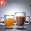 Hi Double Wall Glass Tea Cup Heat Resistant Coffee Milk Mug Transparent Water Drinking Cup
