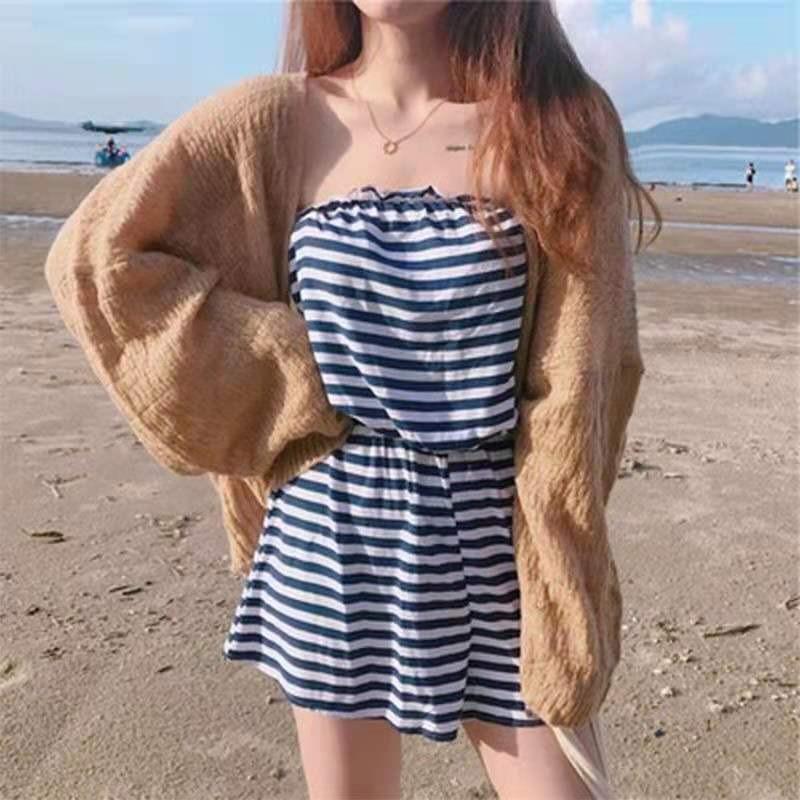 Women's Knitted Shirt Summer Cardigan Sunscreen Clothes Retro Chic Lazy Loose Thin Style