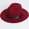 Einfarbiger Filz-Fedora-Hut Britischer Retro-Stil Unisex Flacher Rand Gentleman Flache Krone