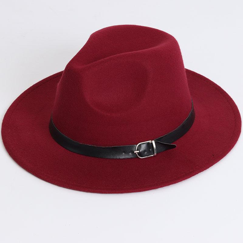 Einfarbiger Filz-Fedora-Hut Britischer Retro-Stil Unisex Flacher Rand Gentleman Flache Krone