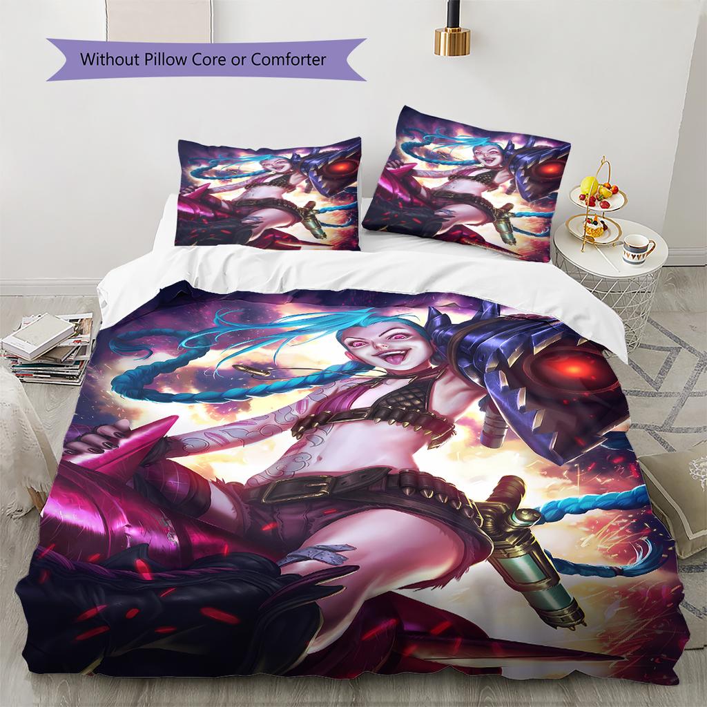 Jinx Pattern Bedding,Quilt Set Quilt Cover Pillowcase Home Birthday Gift (1 * Duvet Cover + 2 * Pillowcase, Without Core)