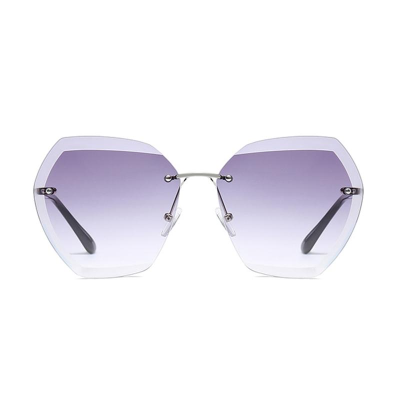 Lunettes de soleil vintage pour femme homme marque rectangle sans monture lunettes de soleil femme rétro monture en métal verres clairs verres roses