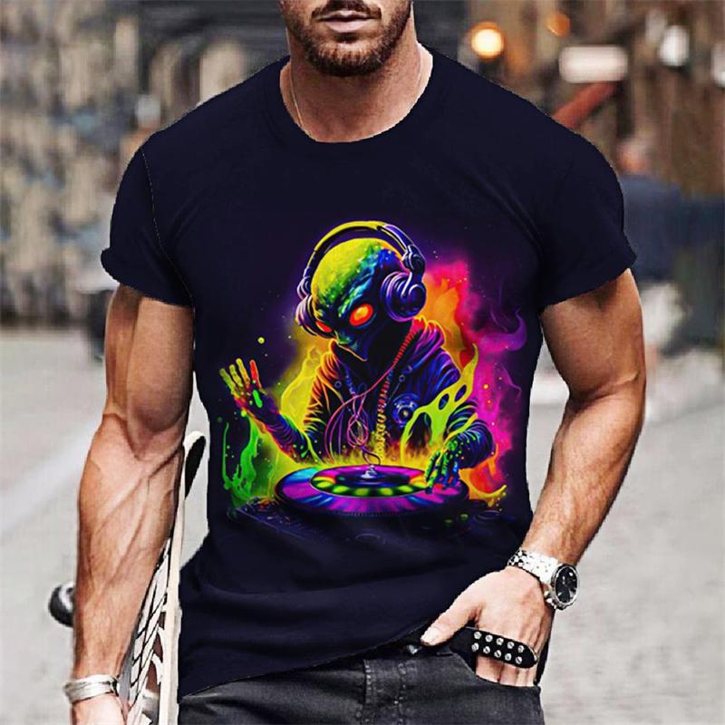 Summer Animals Pattern 3D Print T-shirts Harajuku Style Hip Hop Street Short Sleeve Outdoor Sports Quick Dry Breathable Fashion Men's T-shirts