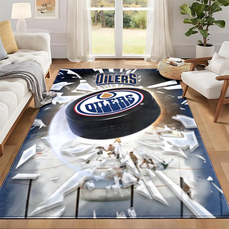 Edmonton Oilers Carpet Door Mat for Living Room or Bedroom Protective Mat Under Chair Office Decoration Christmas Gift Birthday Present