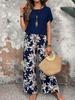 1116 New European and American Fashion High-Quality Short Sleeve Shoulder T-Shirt and Long Pants Set WA11+MR16
