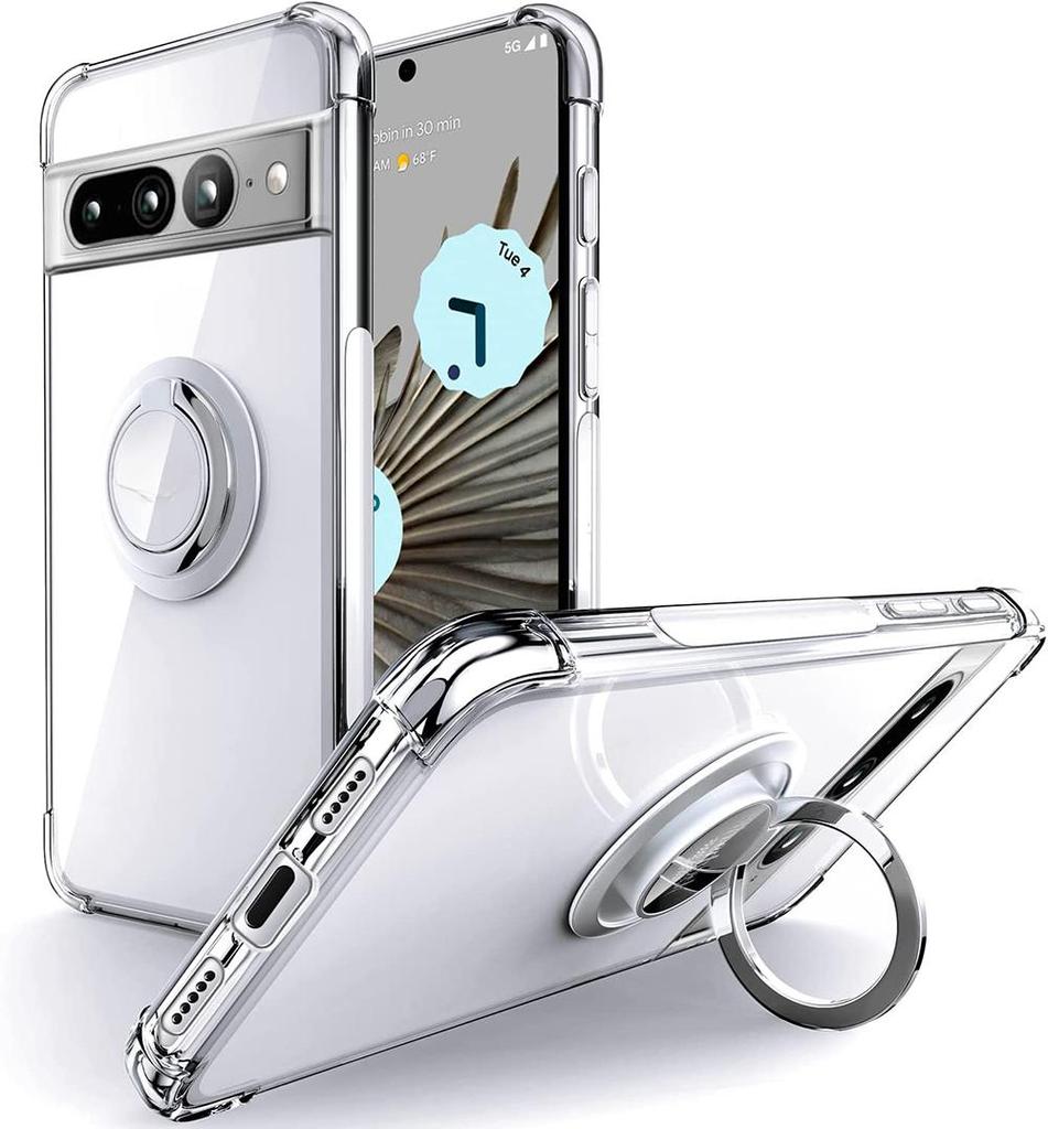 Custodia morbida antiurto con supporto ad anello per Google Pixel 9 Pro XL 8A 8 Pro 7Pro 7A 6A Custodia posteriore in silicone trasparente
