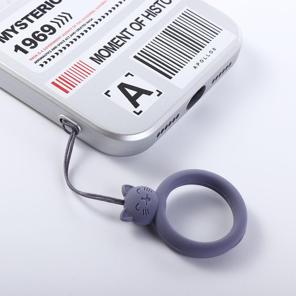 Anti-lost Mobile Phone Pendant Finger Ring Short Silicone Lanyard Silicone Pendant Ring Soft Cartoon Cat Keychain Keys Cord