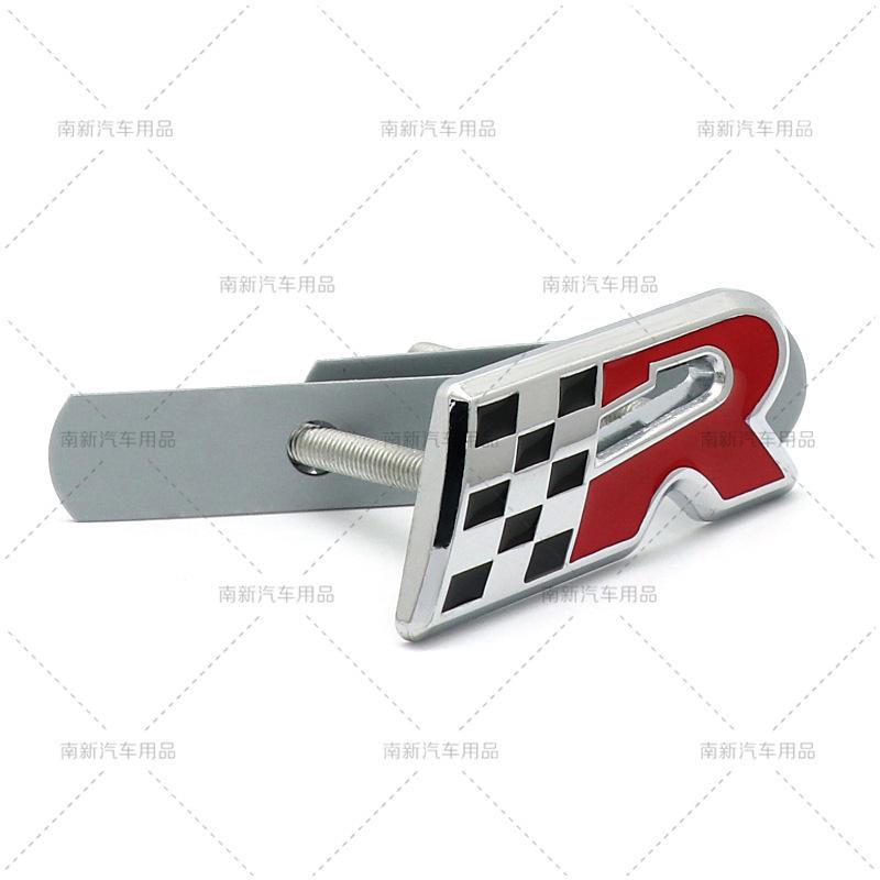 3D Metal CUPRA R Emblem Black White Grid Design Fit Front Grille Personalized Modification Badge