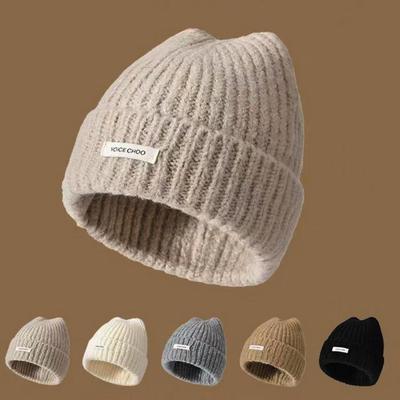 High Quality Solid Color Knitted Beanies Anti-cold Outdoor Winter Autumn Hats Keep Warm Ladies Casual Cap For Women/Men/Students