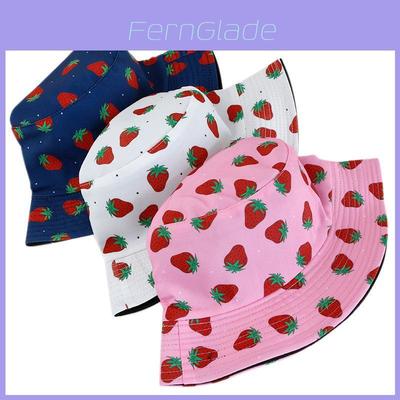Strawberry Fruit Pattern Fisherman Hat For Summer Outdoor Sun Protection Characters Included)