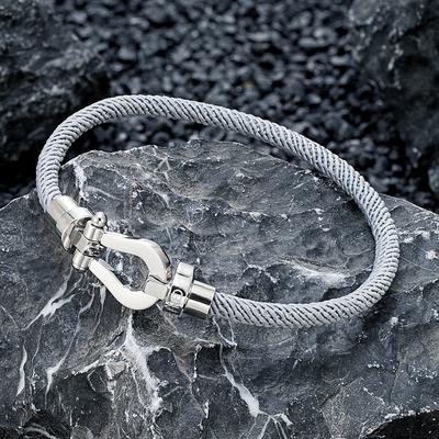 Stainless Steel Horseshoe Buckle Braided Rope Bracelet, Multi-color Industrial Style Men's and Women's Hand Rope