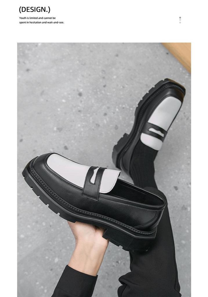Men's Retro Casual Thick-Soled Leather Shoes with Height Increase