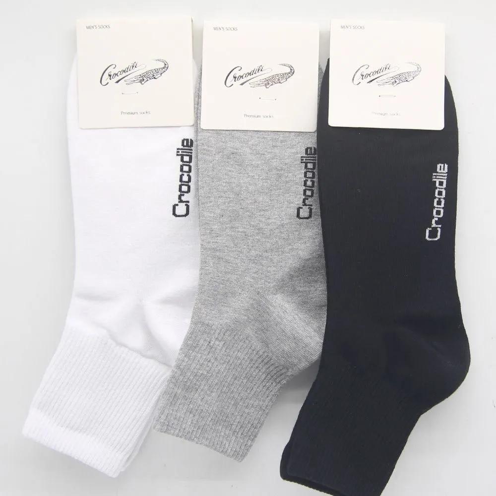 3 pairs of men s crocodile mid-calf socks gray