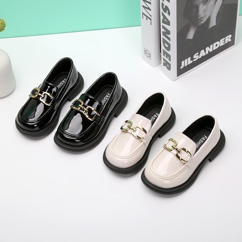 Kids Girls British Style Patent Leather Slip On Loafer Princess Casual Shoes