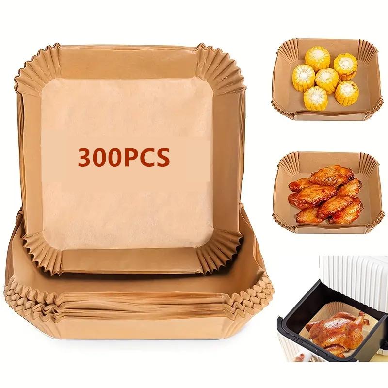 50/100 Stück Einweg-Papier für Heißluftfritteuse Pergamentpapier Holzzellstoff Dampfgarer Käsekuchen Heißluftfritteuse Zubehör Backpapier für Heißluftfritteuse