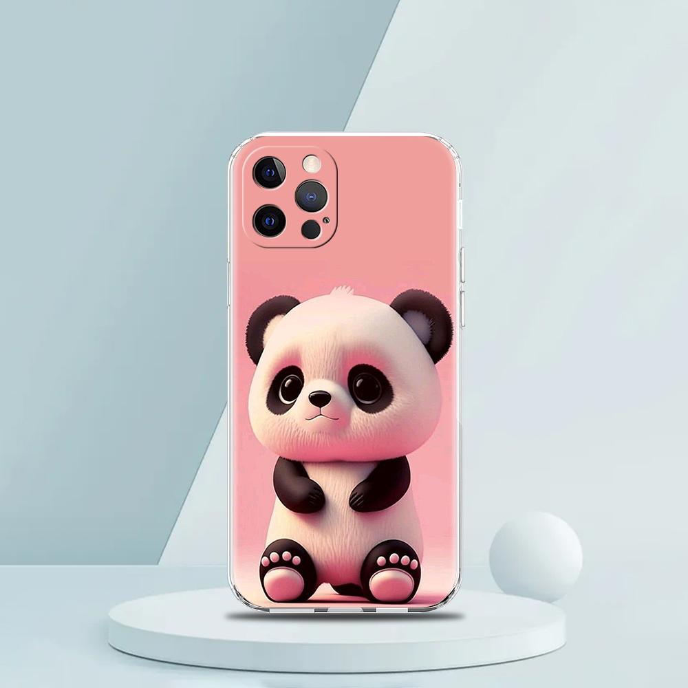 Süße Tier Panda Handyhülle für iPhone 16 15 14 13 12 Pro Max Transparent Weich für iPhone 11 Pro Max 7 8 Plus XS XR Hülle