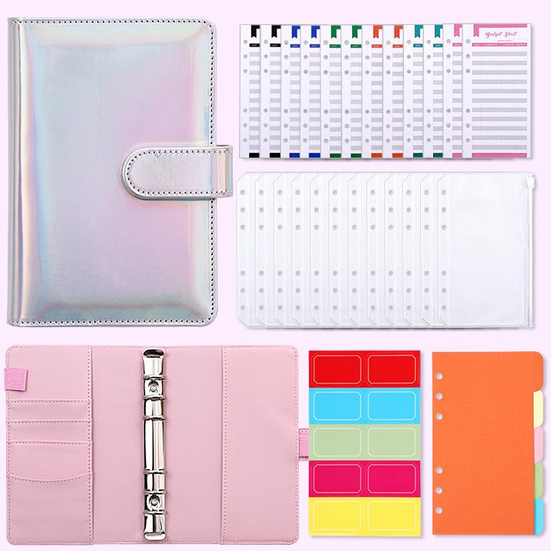 Colorful A6 PU Leather Macaron Budget & Account Book - Multi-functional Cash Diary & Storage Planner