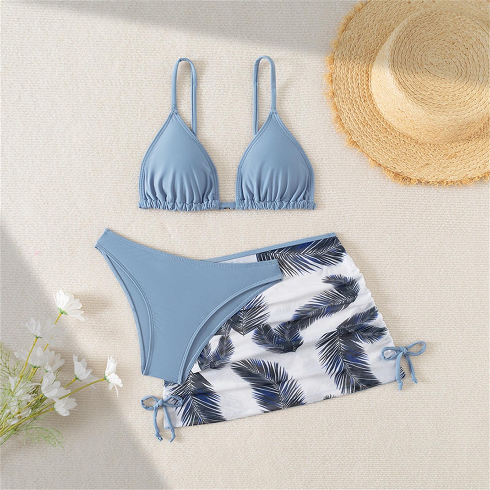 

Летний детский купальник из трех частей, модный купальник-бикини для больших девочек 150