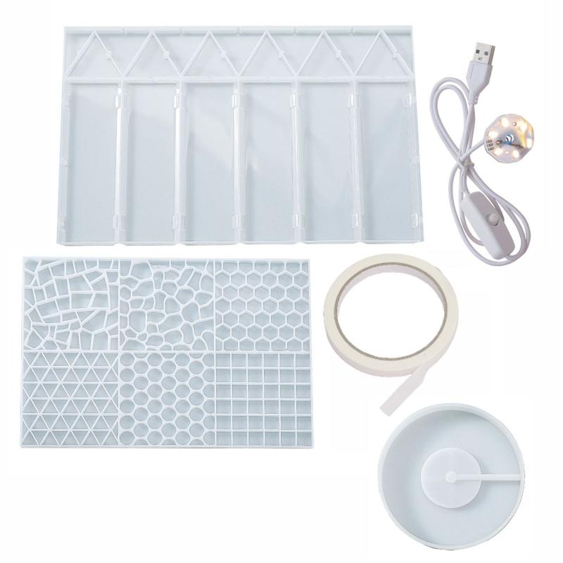 

Шестикутні форми зі світлої смоли Мозаїчна форма Декоративна коробка Силіконові форми для лиття з епоксидної смоли Домашній свічник Орнамент своїми руками