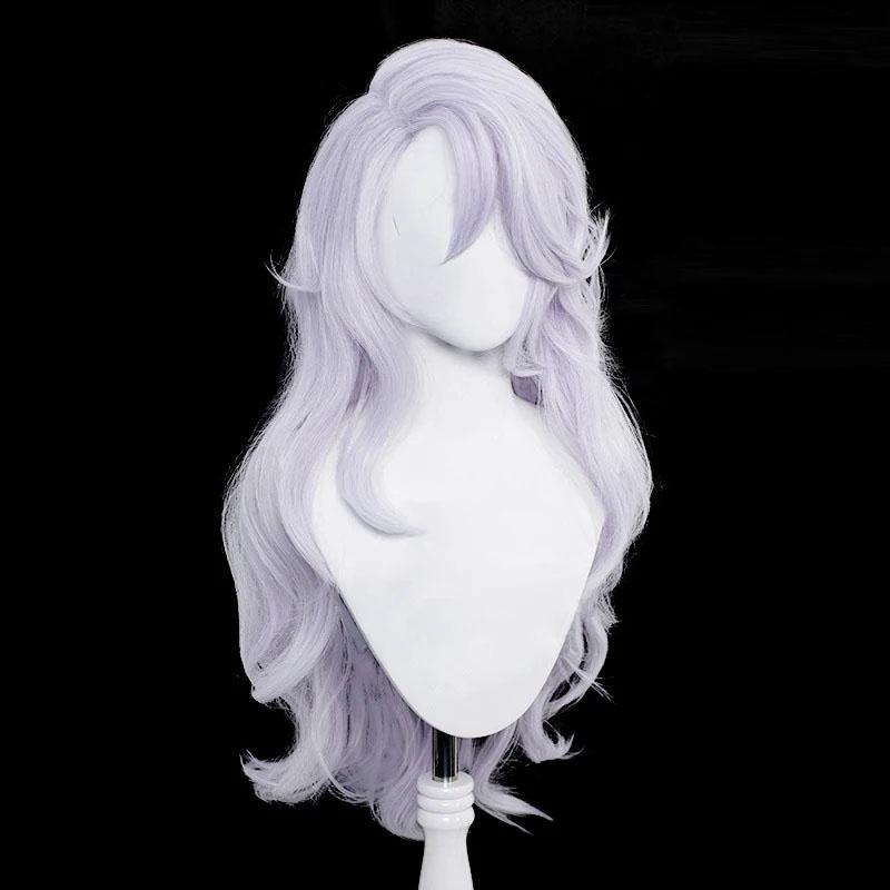 Parrucca Cosplay Gojo Satoru Femminile Anime Lunga Argento Viola Ricci Capelli Sintetici Termoresistenti Parrucche per Feste Anime + Cuffia per Parrucca