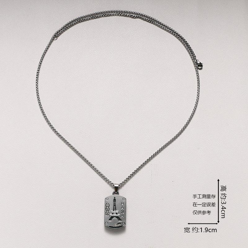 Classic Geometric Military Pendant Necklace Jewelry, English Hollow 2-in-1 Stainless Steel Necklace Necklace