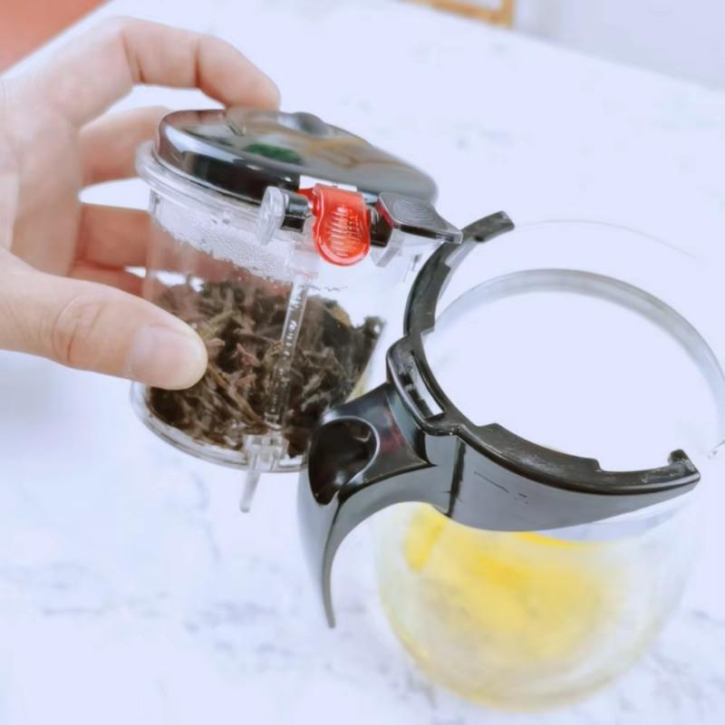 Glass Teapot with Removable Infuser One-touch Filter for Infusion Ideal for Brewing Loose Leaf Tea At Home or In the Office