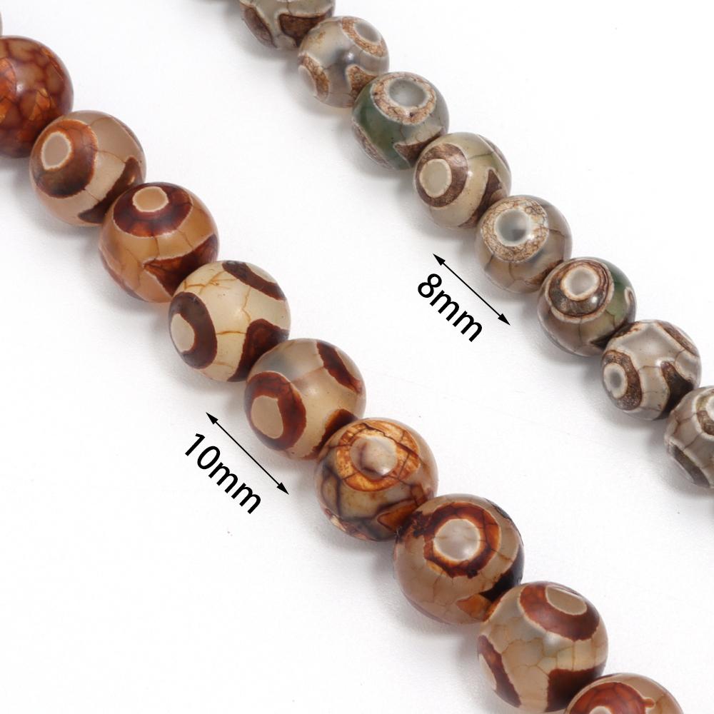 8/10mm Natursteinperlen Vintage DZI Achat Rund Lose Abstandshalterperle für Schmuckherstellung DIY Armbänder Halsketten Zubehör