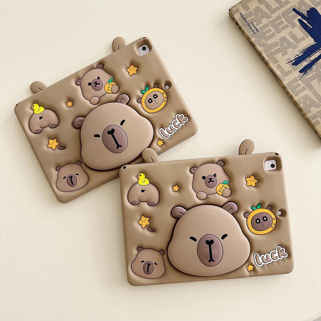 For IPad 9 8 7th Generation Child Case for IPad Air 2 3 4 5 6 10.9 Mini 6 Pro 11 Cartoon Telescopic Stand Silicone Tablet Case