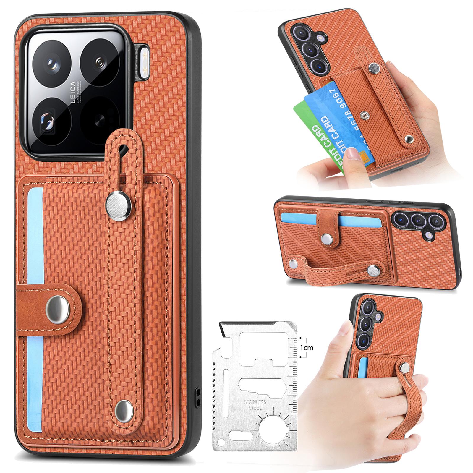 

Чохол для телефону Xiaomi 15 Case Holder Card Band Wristband Leather Coated Phone Cover Brown