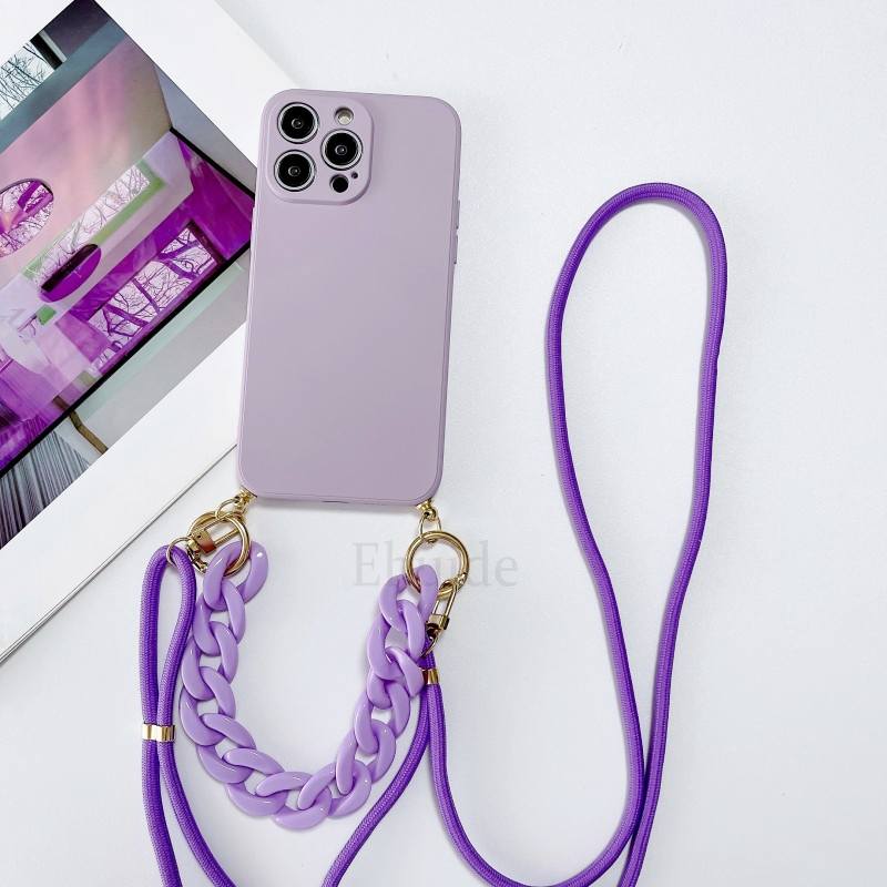 Marble Chain Case For OPPO Find X5 Lite X8 Pro Realme 12 C65 C67 C63 Reno 12F 11F 10 Crossbody Strap Lanyard Bracelet Soft Cover